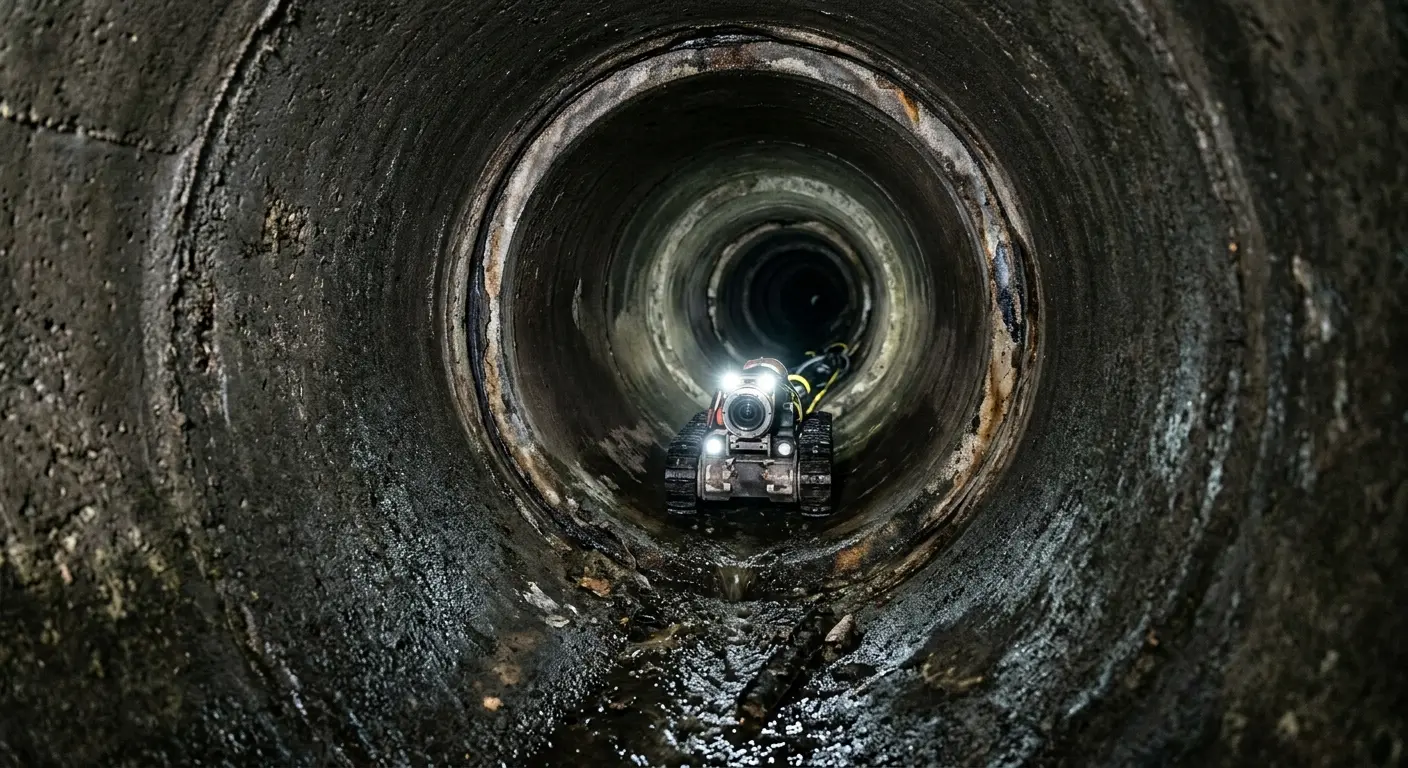 Robotic sewer camera inspecting pipe interior for Sewer Line Cleaning in Holladay